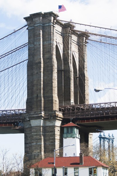 USA, New York State, New York City, Brooklyn, Detail of Brooklyn Bridge