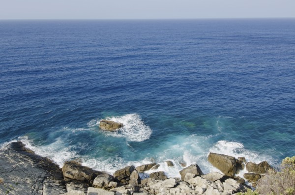 Italy, Liguria, Sestri Levante, Stones by sea