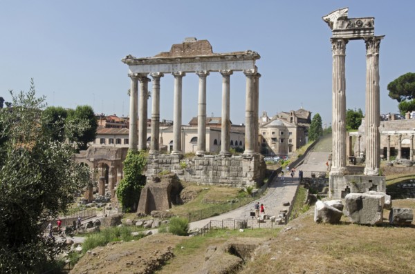 Italy, Rome, Clear sky over Roman Forum