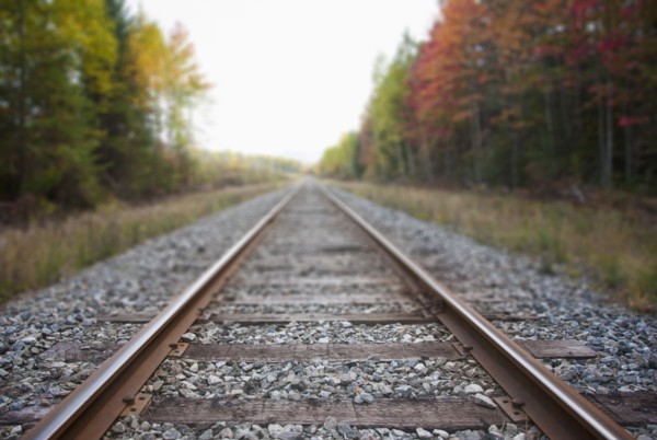 USA, New York State, Adirondack Mountains, Railroad tracks