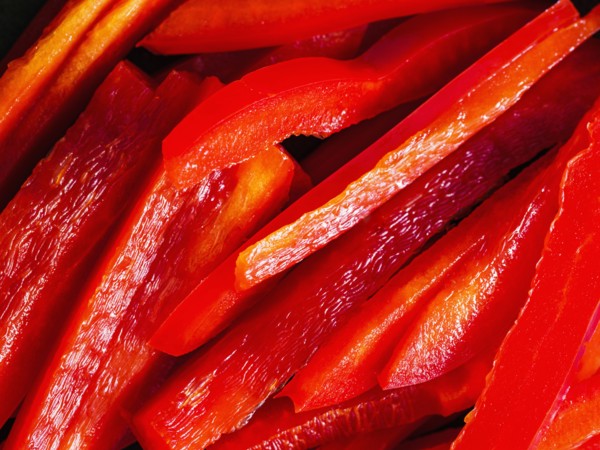 Close up of sliced red bell pepper