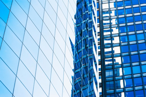 USA, New York, Glassy office skyscrapers