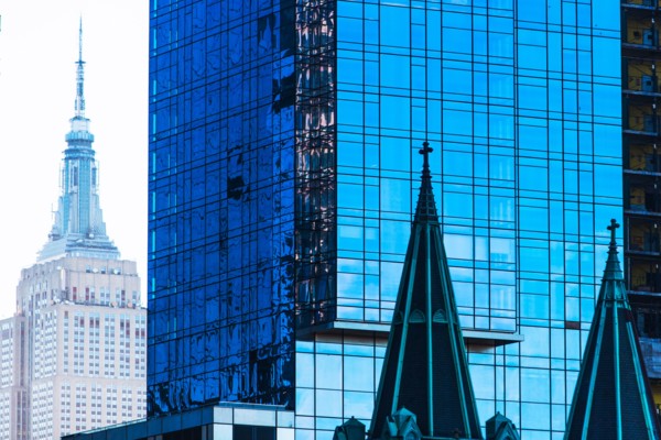USA, New York, Glass office buildings