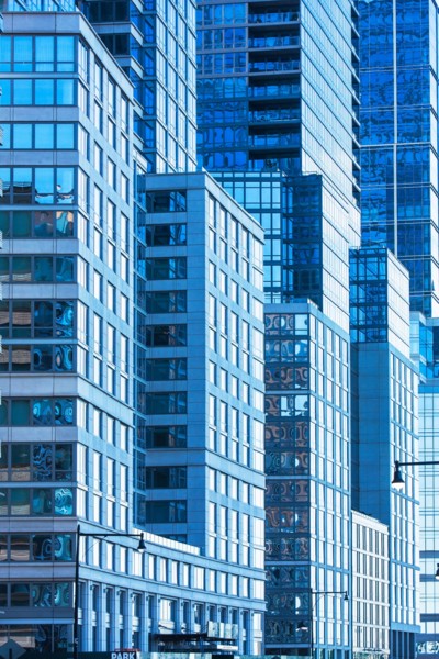 USA, New York, Glass office buildings
