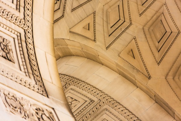 USA, New York, Old building with ornate ceiling