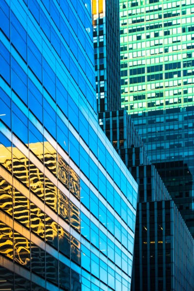 USA, New York State, New York City, Detail of office building facade