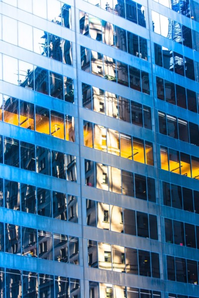 USA, New York State, New York City, Detail of office building facade