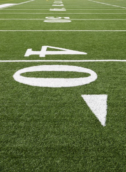 Football field marking of 40 yard line