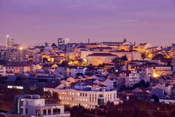 Portugal, Lisbon, Panorama of city at sunrise