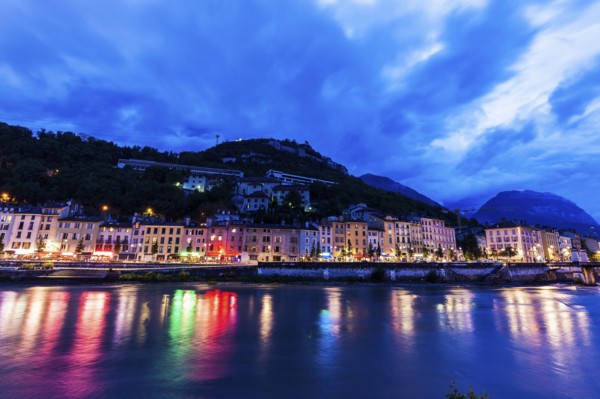 France, Auvergne-Rhone-Alpes, Grenoble, Grenoble architecture along Isere River
