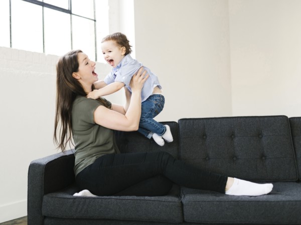 Mother playing with son (4-5)