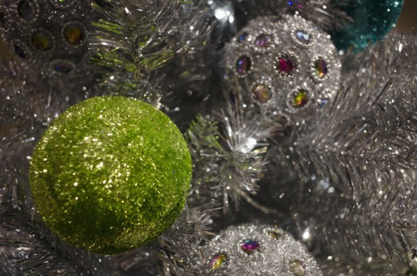 Detail of Christmas tree with decorations