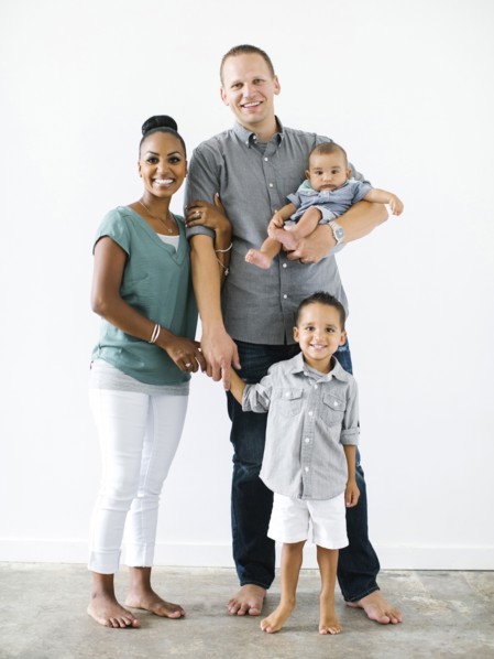 Portrait of family with two children (2-5 months, 2-3)