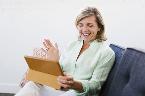 Mature woman using tablet