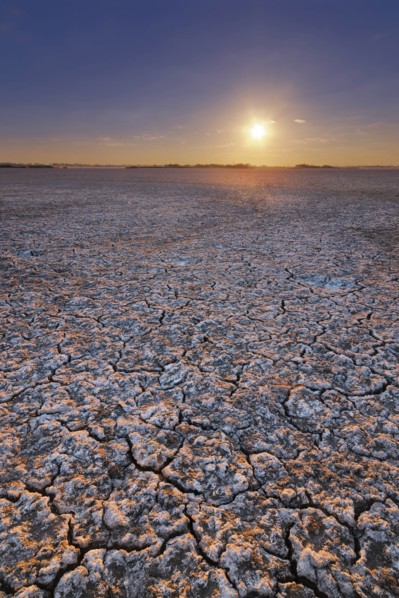 Ukraine, Dnepropetrovsk Region, Novomoskovskiy District, Lake Soleniy Lyman, Desert at sunset