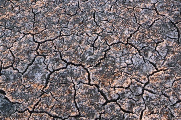 High angle view of cracked desert