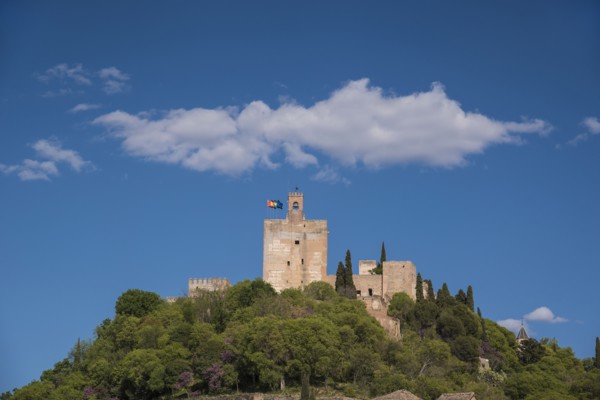 Spain, Andalusia, Granada, Palace of Alhambra on hill
