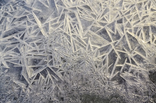 Ukraine, Dnepropetrovsk region, Dnepropetrovsk city, Ice patterns on frozen river