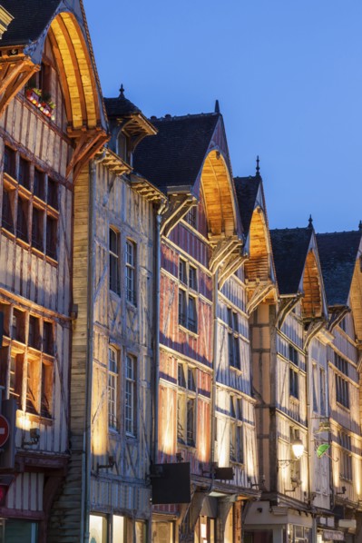 France, Grand Est, Troyes, Illuminated buildings