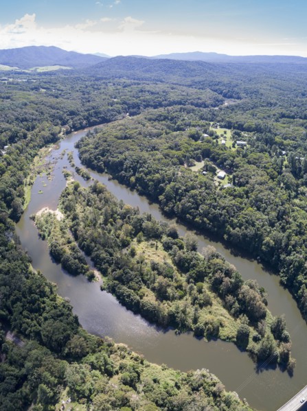 Australia, Queensland, Landscape with river and rainforest