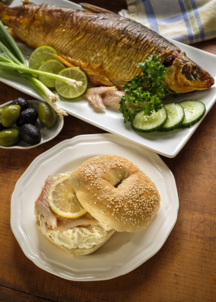 Sandwich with whitefish and cream cheese