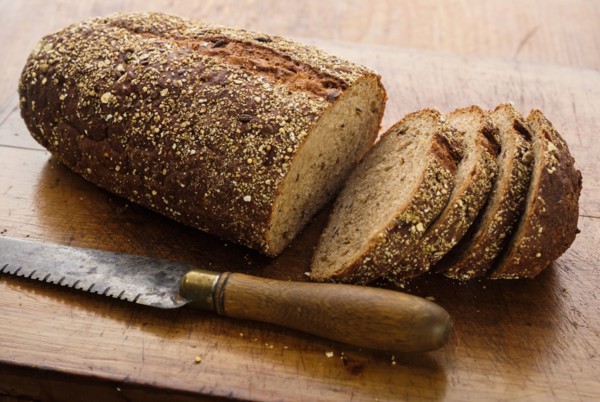 Brown bread on wooden table