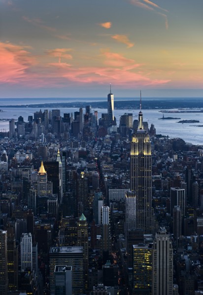 USA, New York, New York City, City at dusk