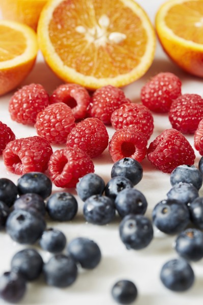 Fruits on white background