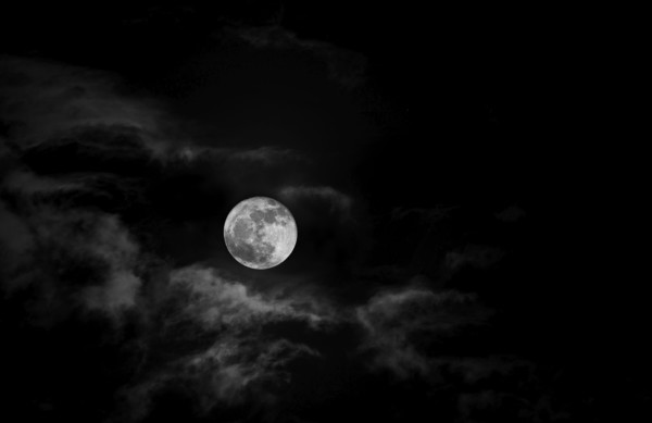 Full moon in night sky