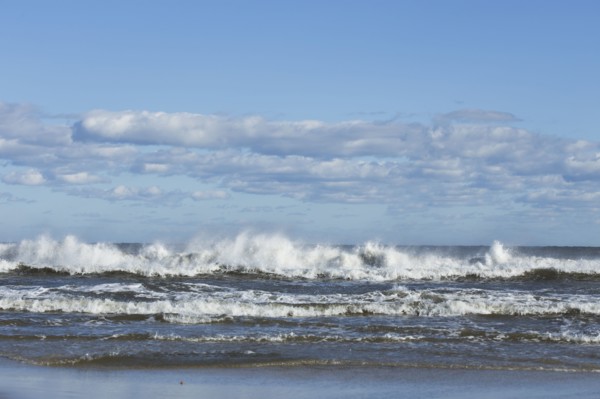 Waves splashing onto beach