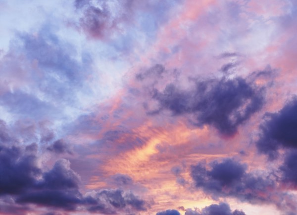 Moody and dramatic colorful sky at sunset
