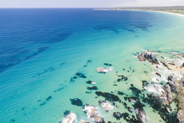 Australia, New South Wales, Bermagui, Seascape and beach