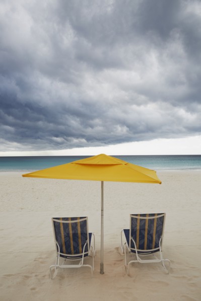 Chairs and umbrella on beach