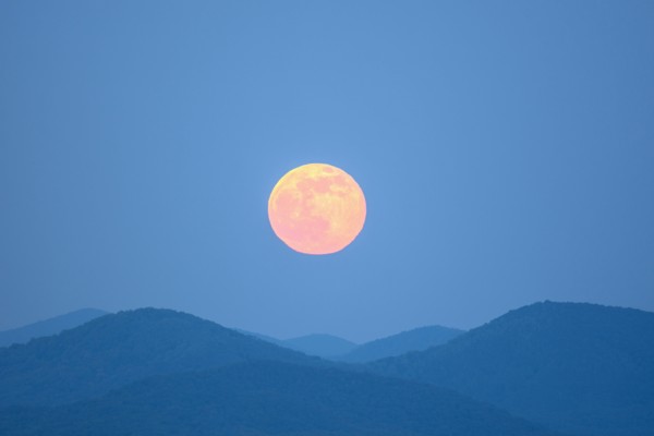 Full moon over Blue Ridge Mountains