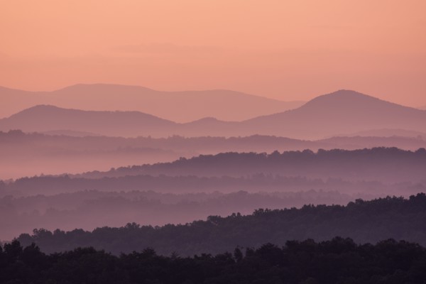 Fog at sunrise in Blue Ridge Mountains