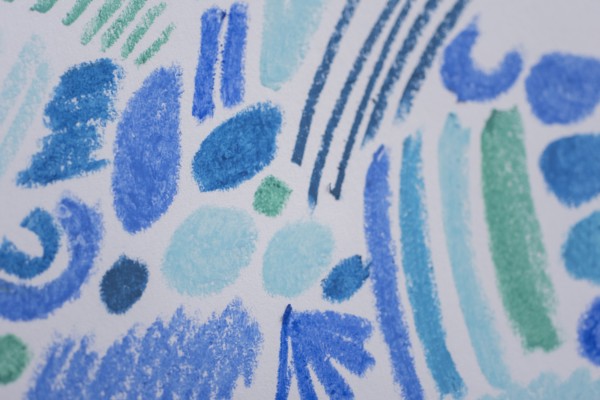 Child's blue toned drawing
