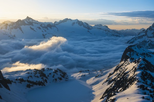Peaks of Cascade Mountains in North Cascades National Park, Washington State, USA