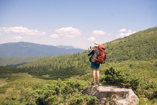 Man hiking in the Carpathian Mountain Range