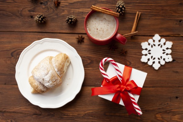 Christmas present and croissant