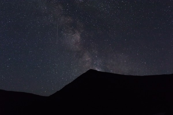 Silhouette of mountain at night