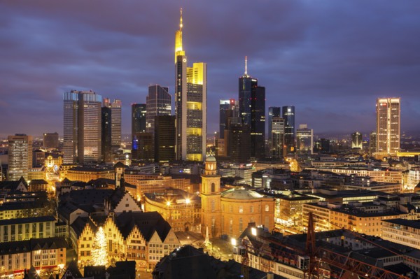 Skyline at sunset in Frankfurt, Germany