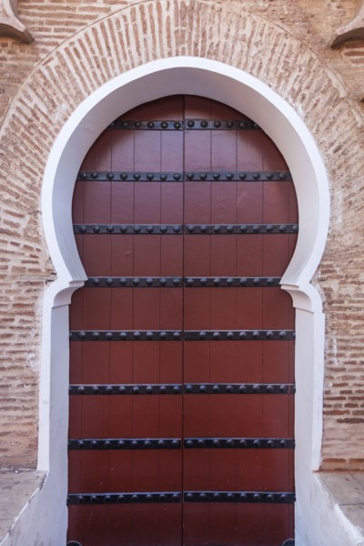 Wooden door of Koutoubia Mosque in Marrakesh, Morocco
