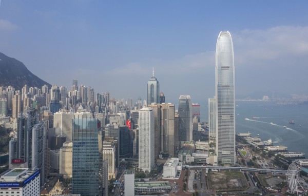Cityscape with Nina Tower in Hong Kong, China