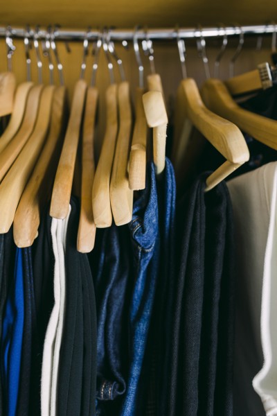 Clothes in wardrobe