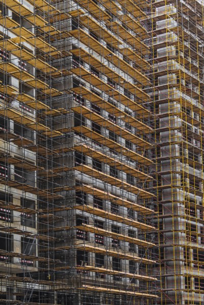 Scaffolding on apartment building