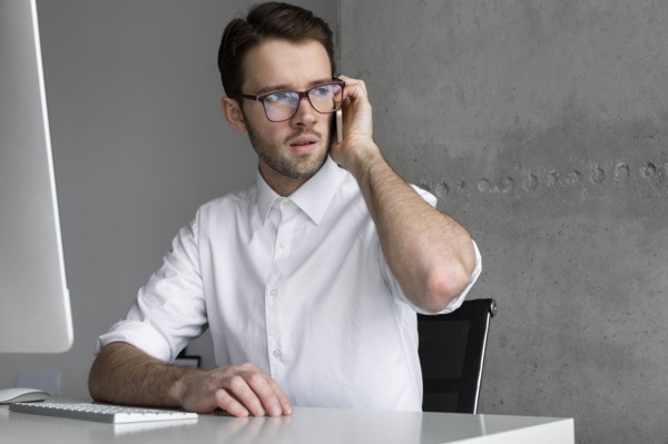 Businessman talking on phone