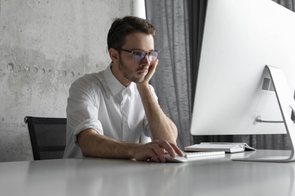 Businessman working at computer