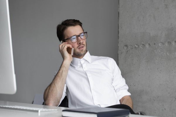 Businessman talking on phone