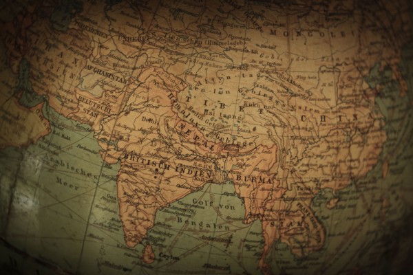 Close up of antique globe