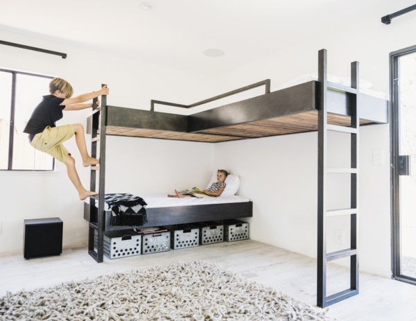 Siblings on bunk beds